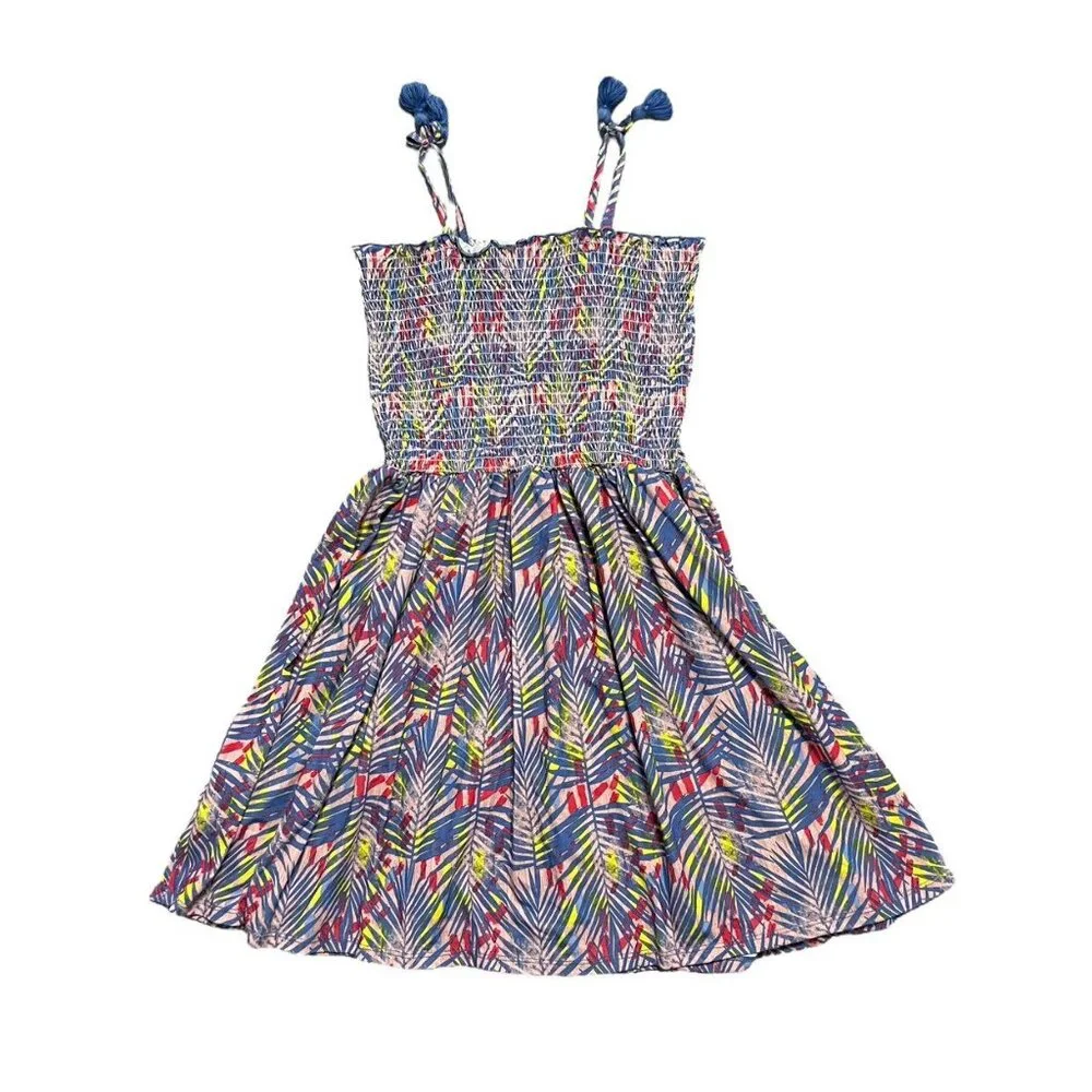 BCBG Girls 12Y Palm Leaf Tassel Sundress Dress
